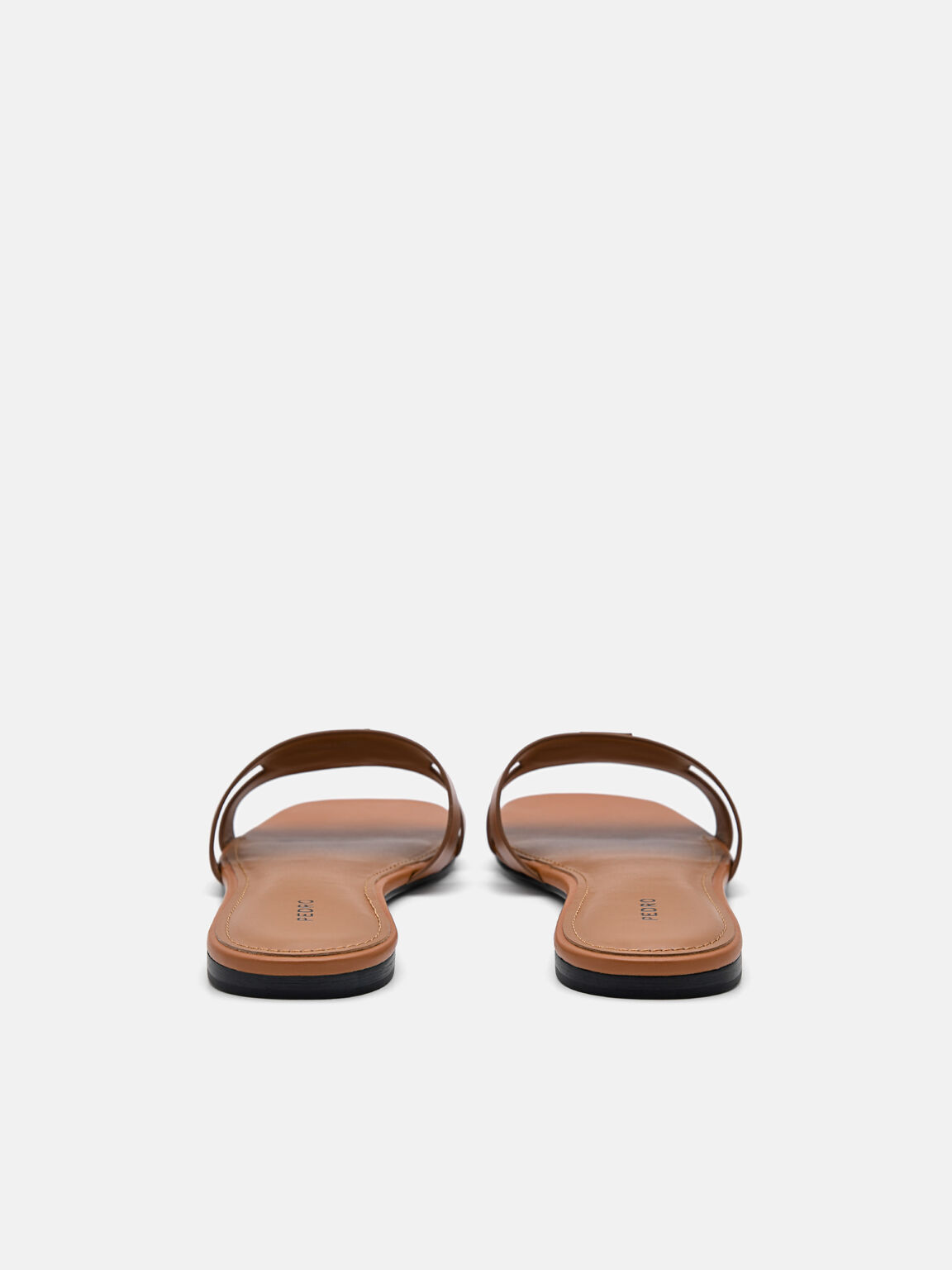 Leather Slip-On Sandals, Cognac