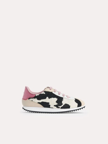 Cow Printed Sneakers, Sand