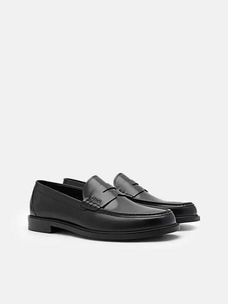 Keith Leather Penny Loafers, Black