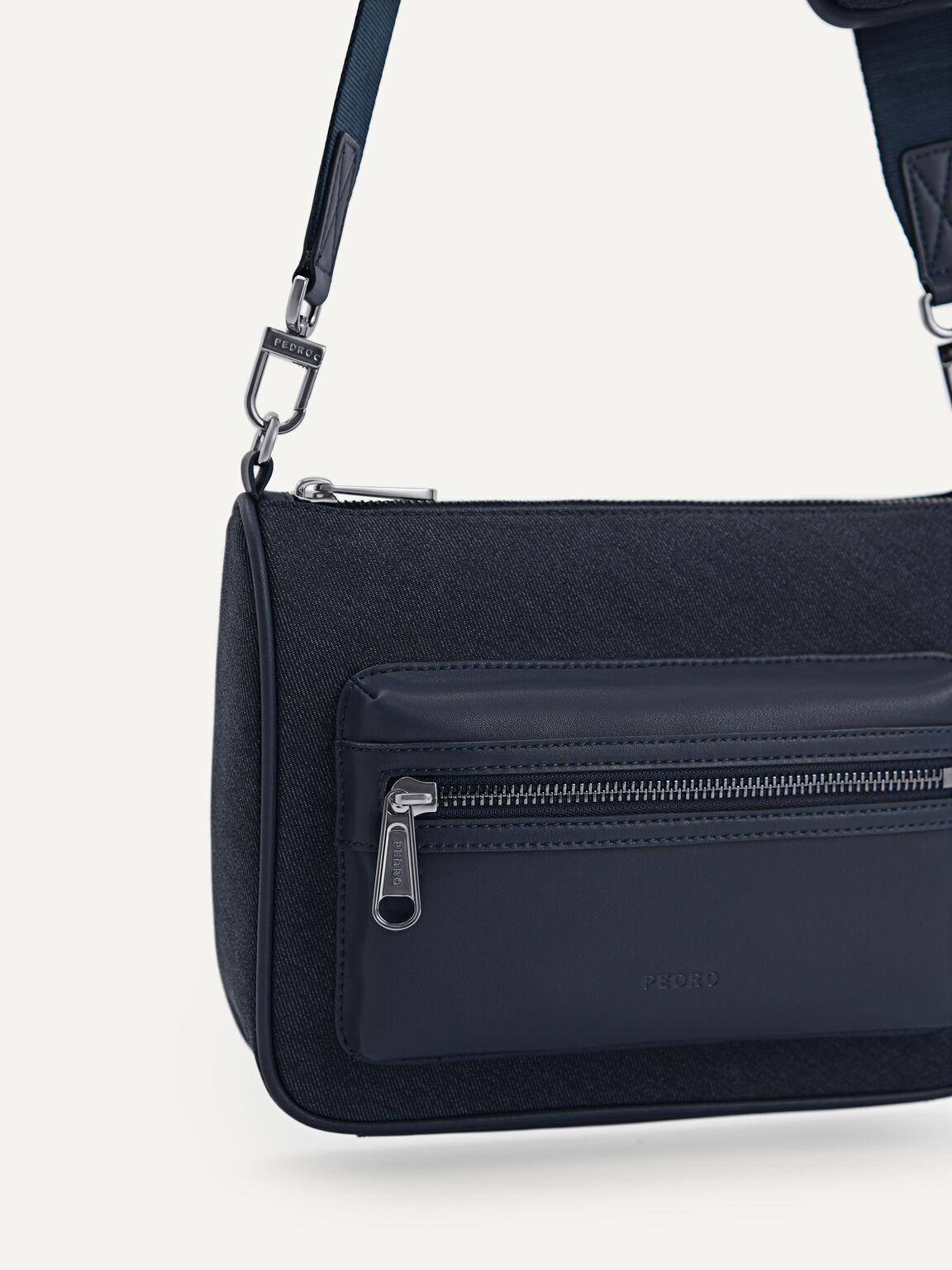 Denim Sling Bag with Pouch, Navy, hi-res