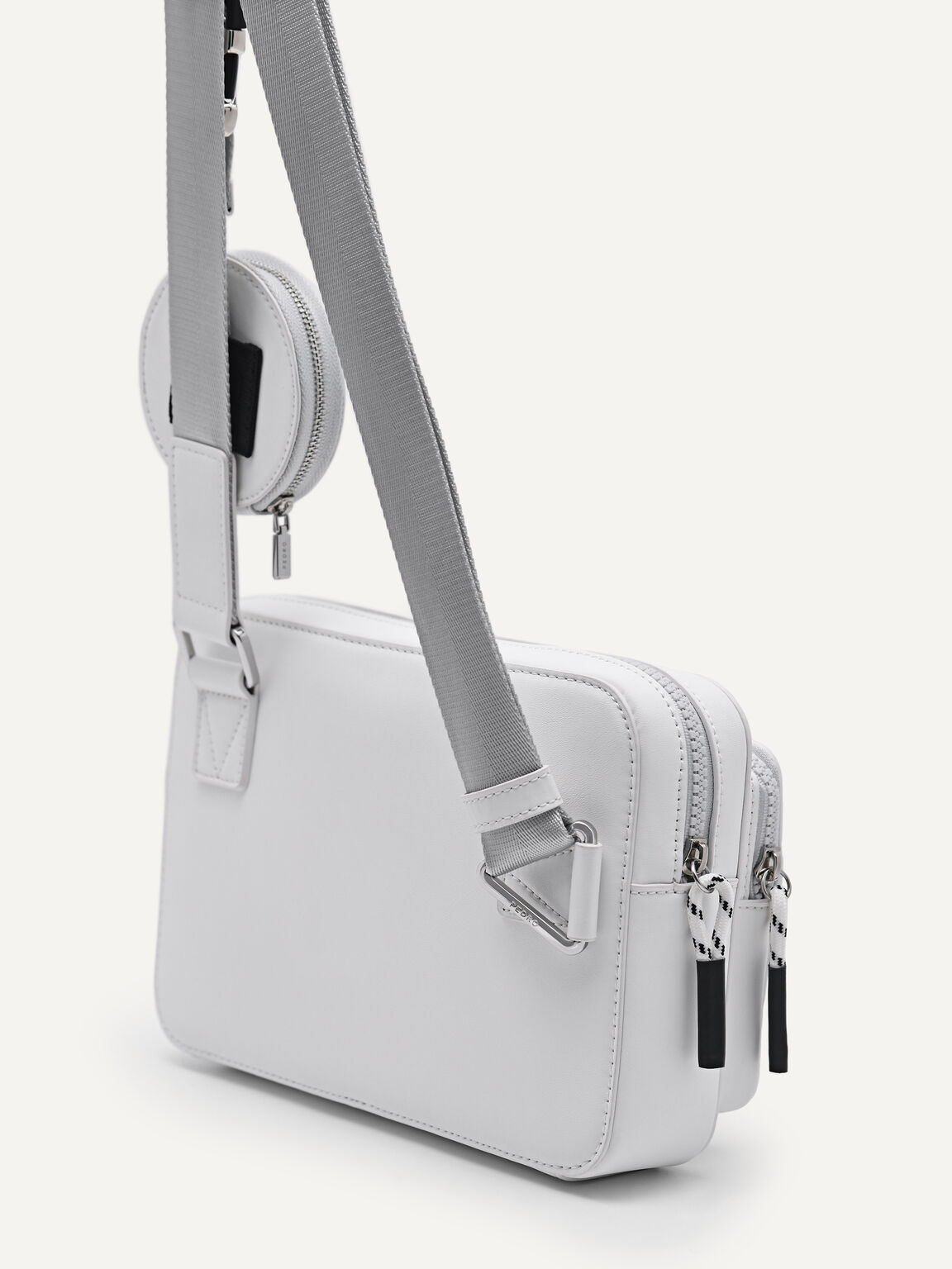 Crossbody Bag with Mini Pouch, White