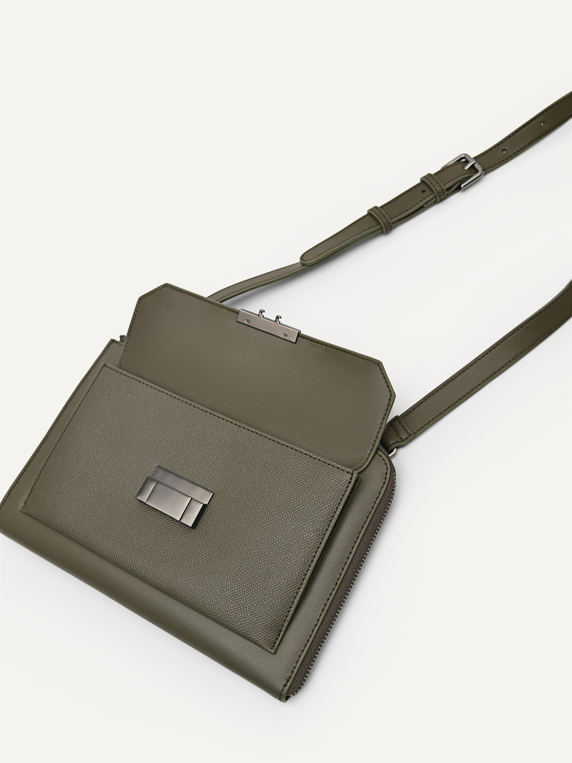 Henry Leather Clutch Bag, Military Green