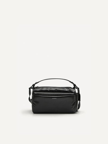 Plush Nylon Sling Bag, Black