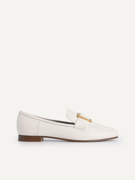 Leather Buckle Loafers, Chalk