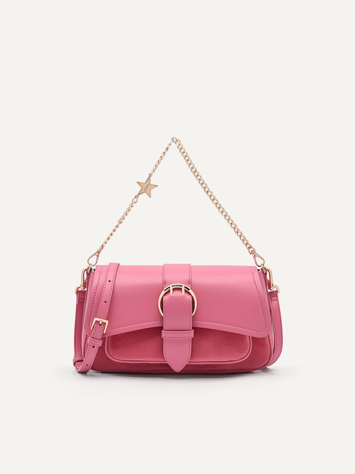 Pink Buckle Shoulder Bag with Chain Detail - PEDRO AE