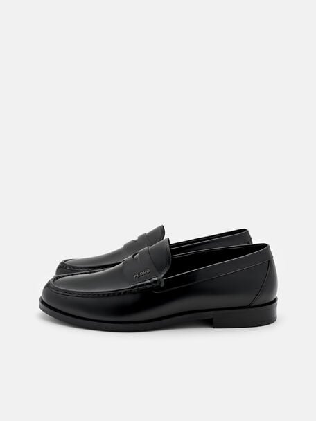 Keith Leather Penny Loafers, Black