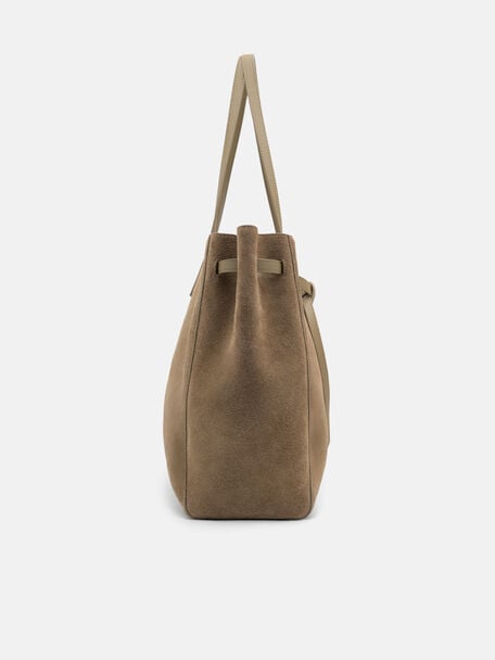 Demi Oversized Suede Tote Bag, Olive