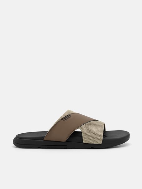 Mesh Slide Sandals, Brown