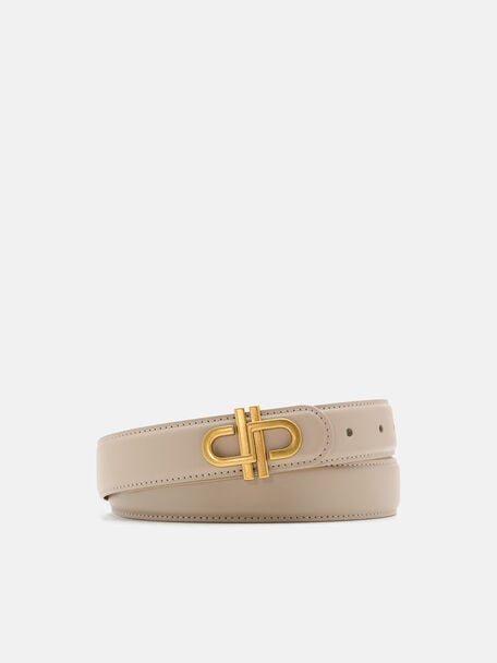 Leather Tang Belt, Light Taupe