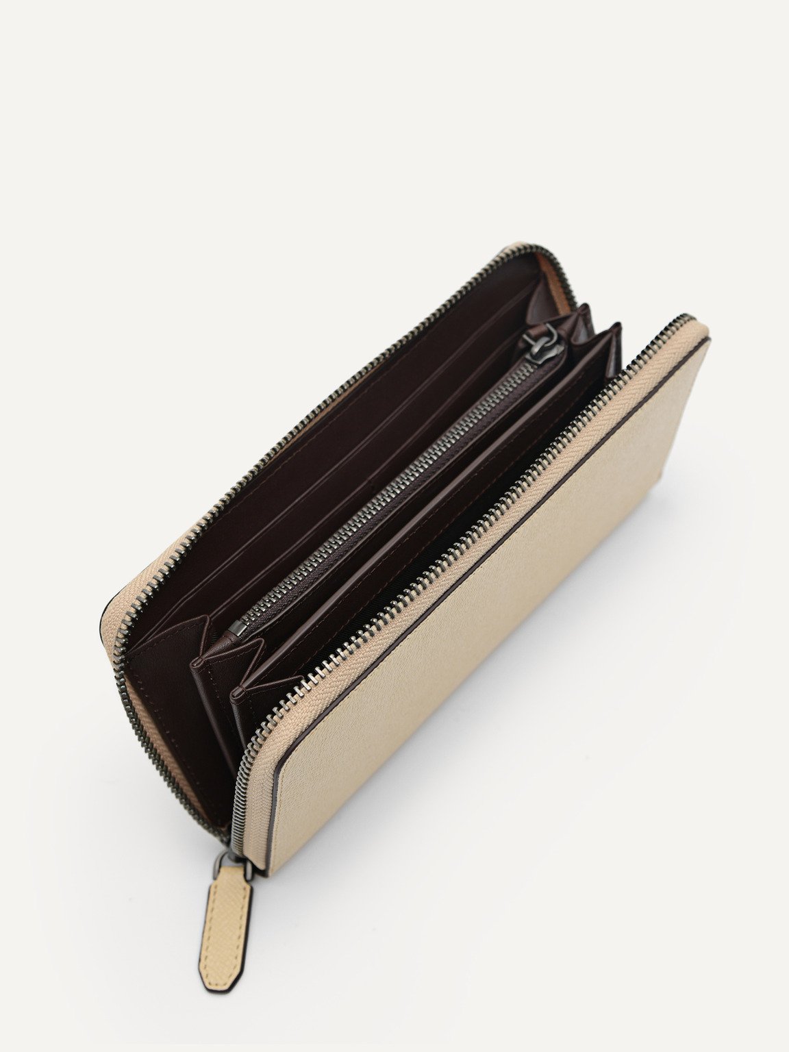 Oliver Long Textured Leather Wallet, Sand