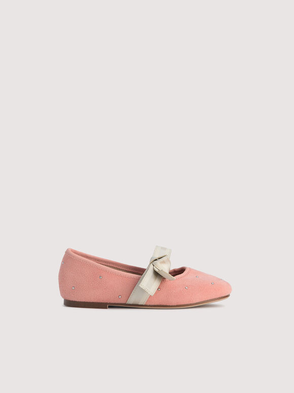 Ballerina Flats with Pearl Detailing, Coral
