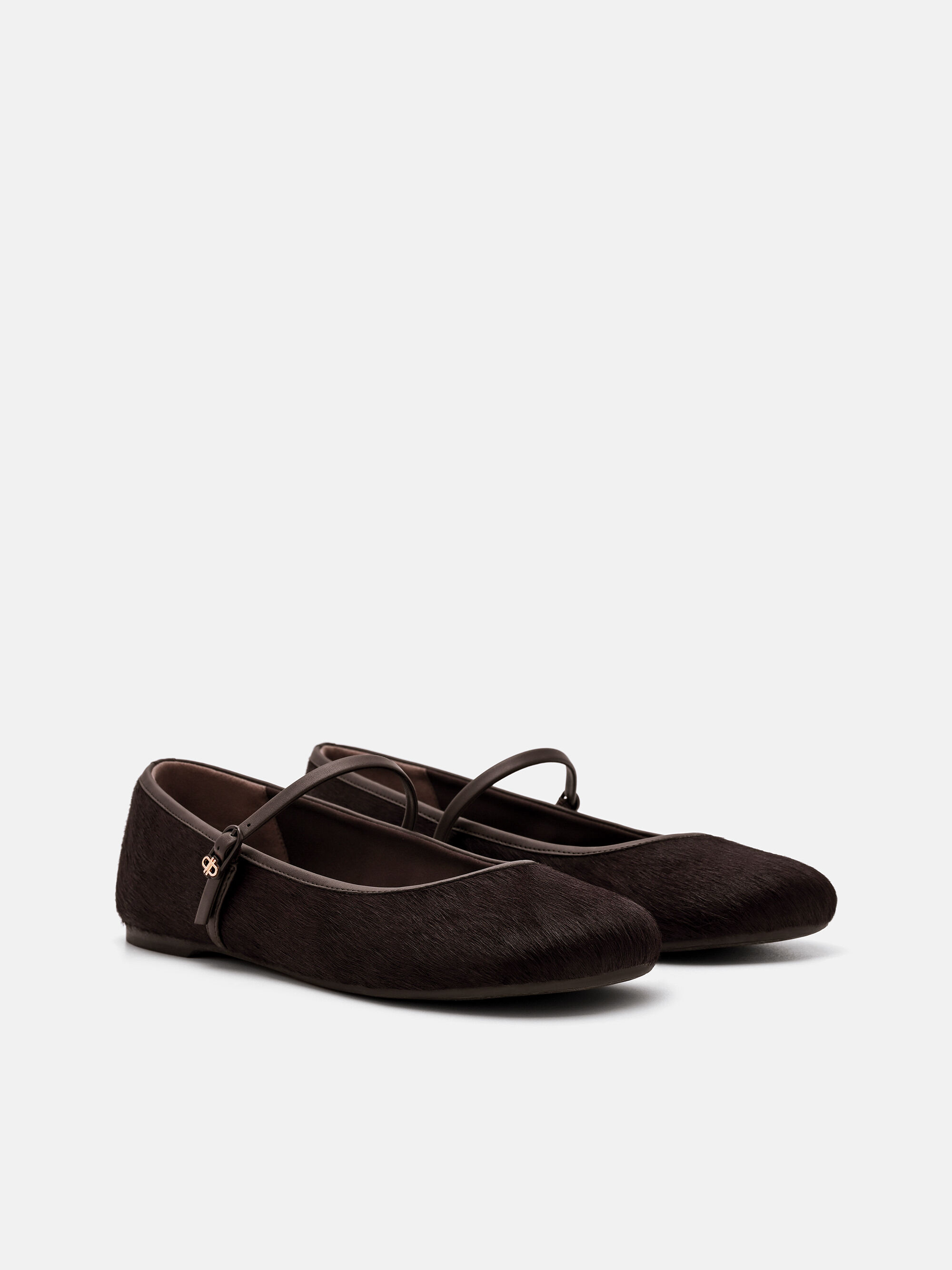 Dark Brown Claude Ponyhair Mary Jane Flats - PEDRO KW