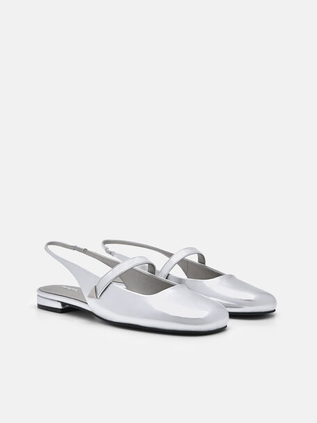 Tria Slingback Mules, Silver