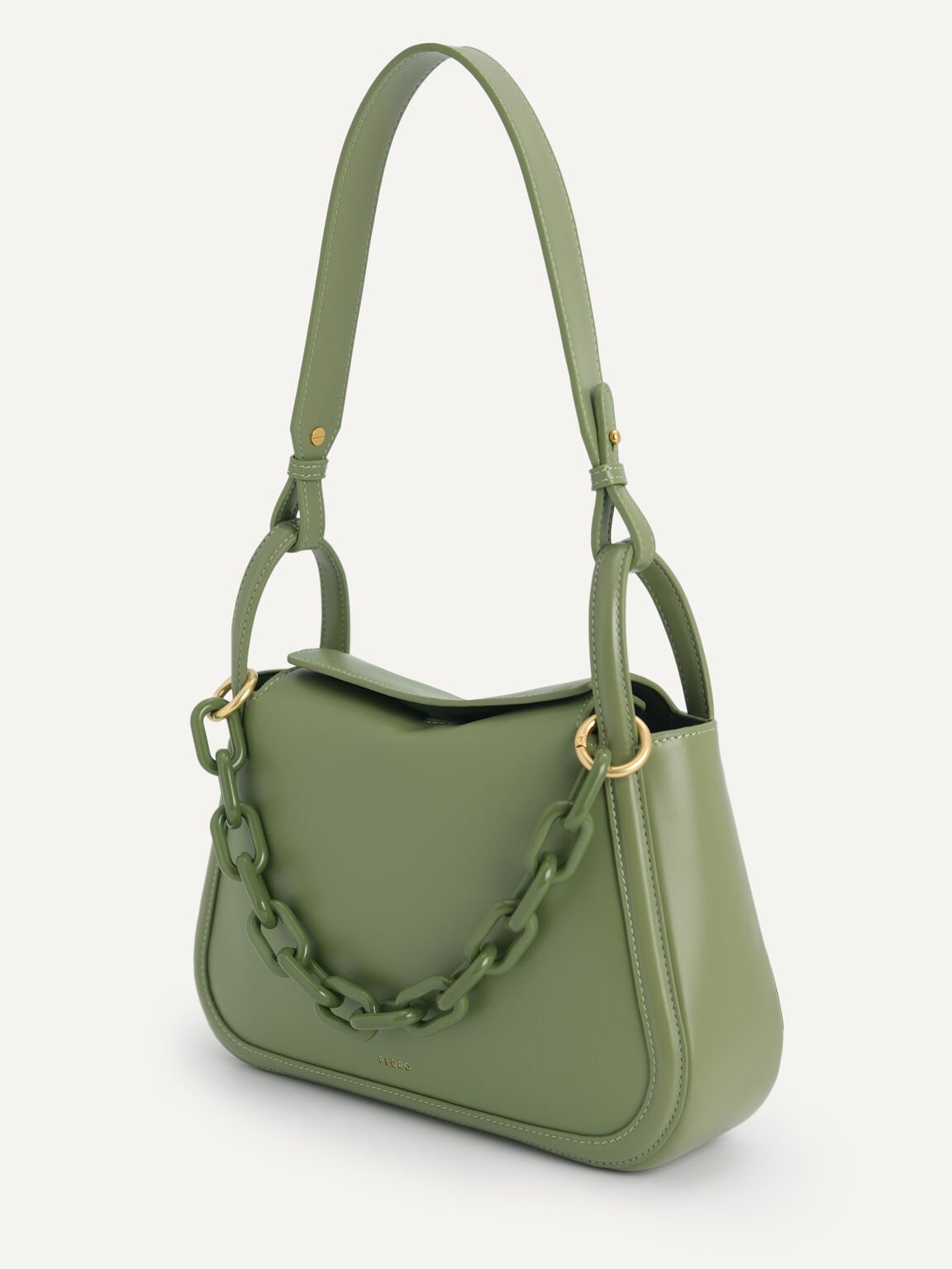 Chain Shoulder Bag, Military Green, hi-res