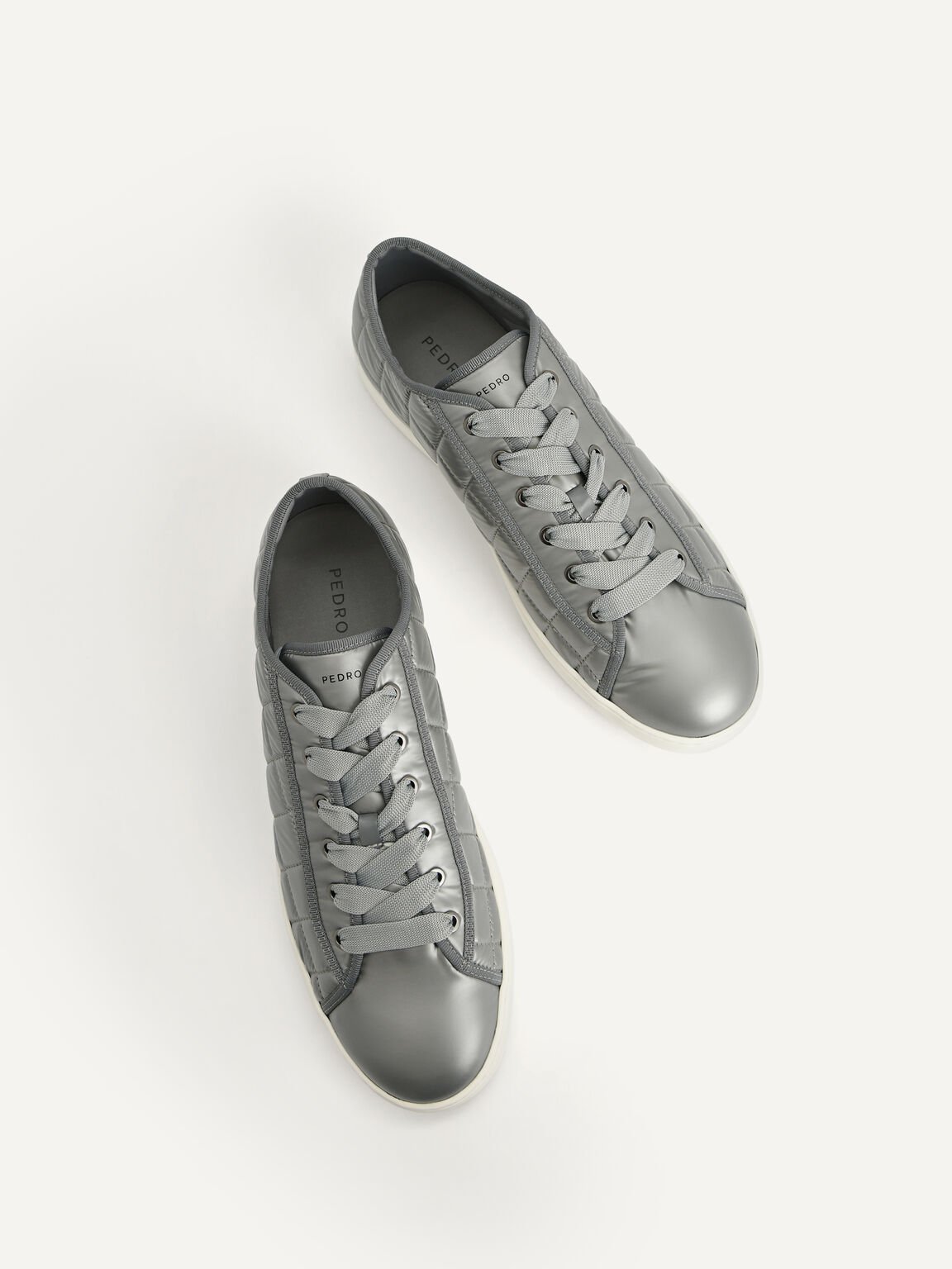 Quilted Court Sneakers, Grey