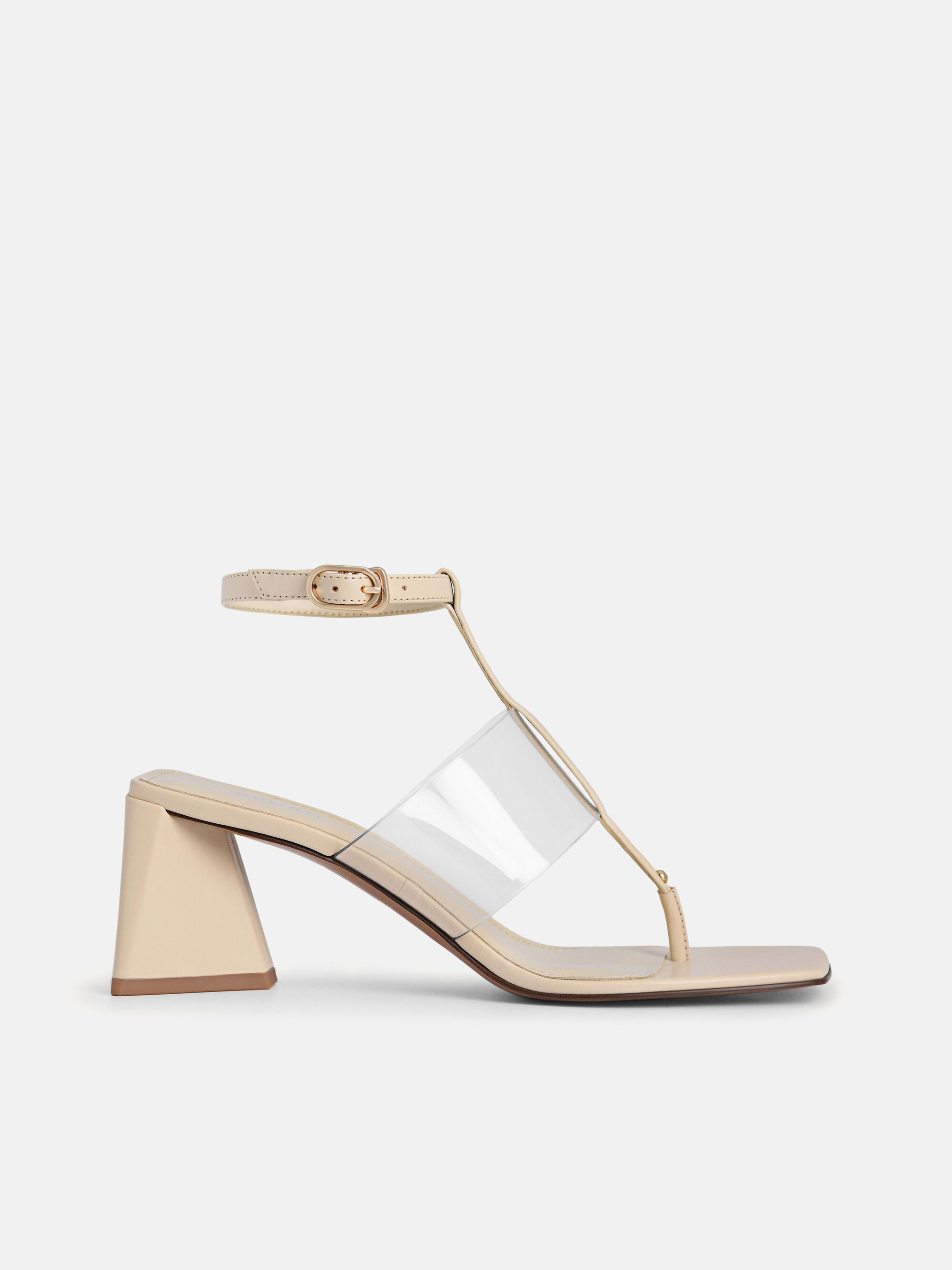 Beige T-Bar Heeled Sandals - PEDRO AU