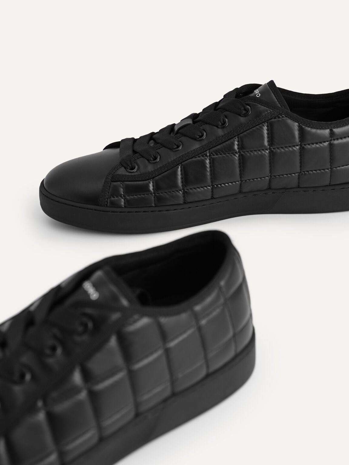 Quilted Court Sneakers, Black
