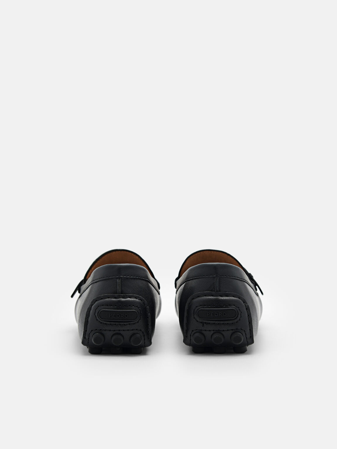 Saffiano Leather Driving Shoes, Black