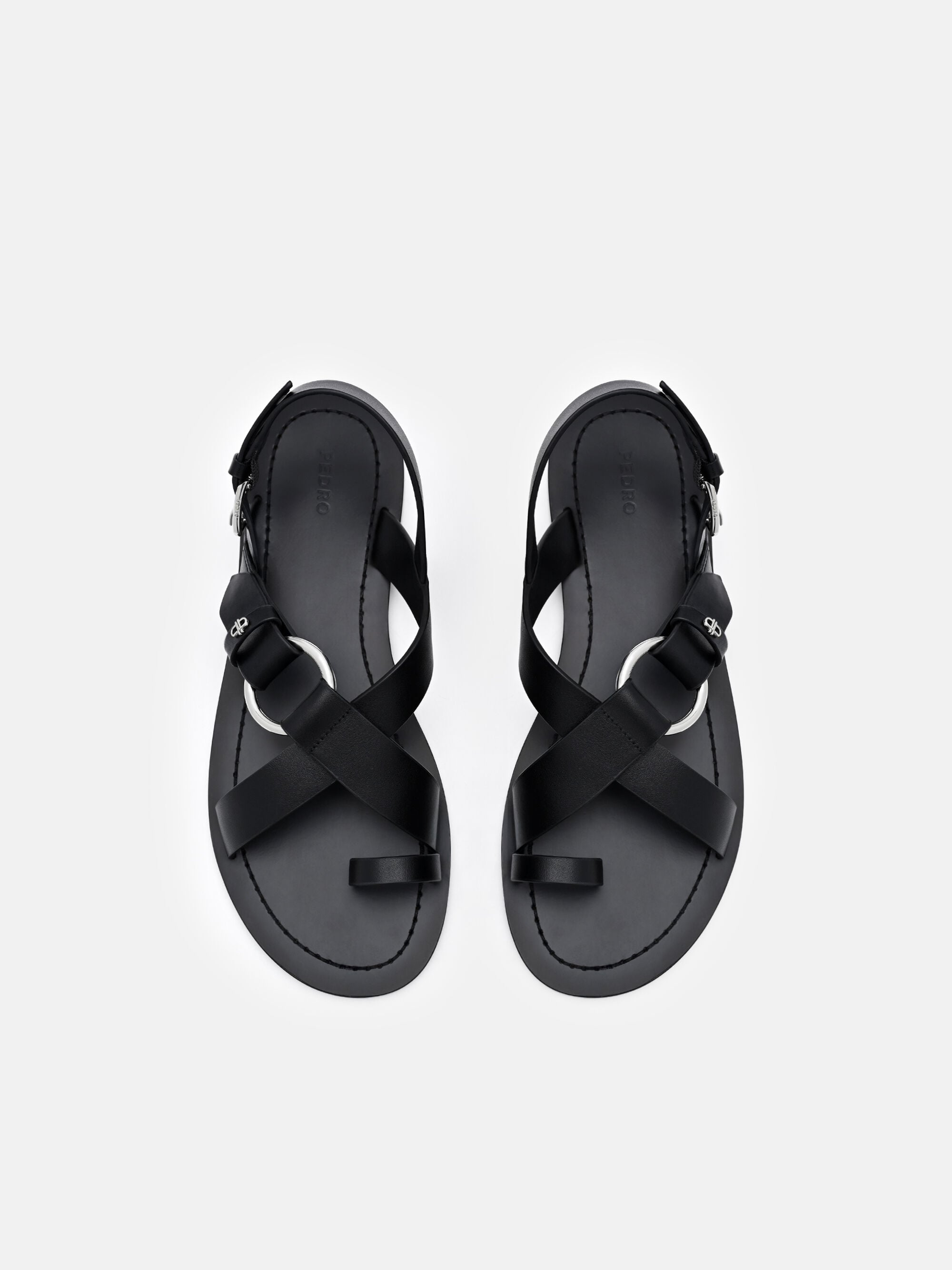 Black Roe Leather Backstrap Sandals - PEDRO HK