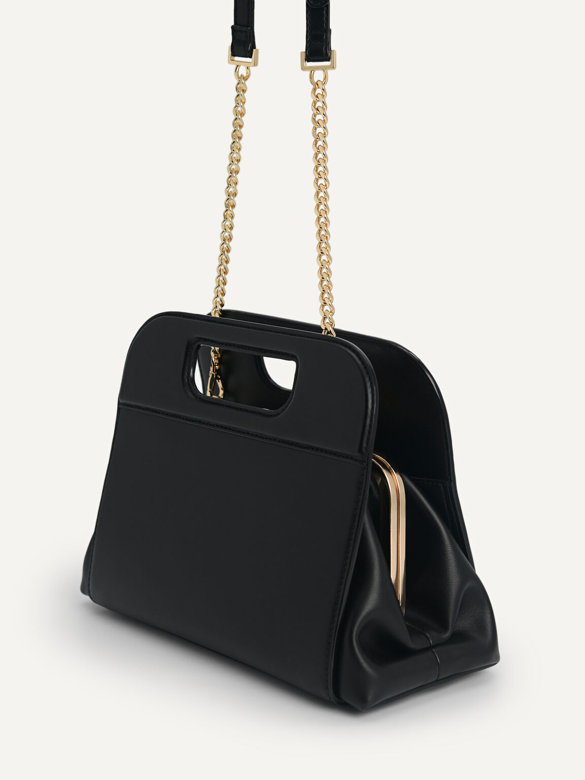Structured Top Handle Bag, Black