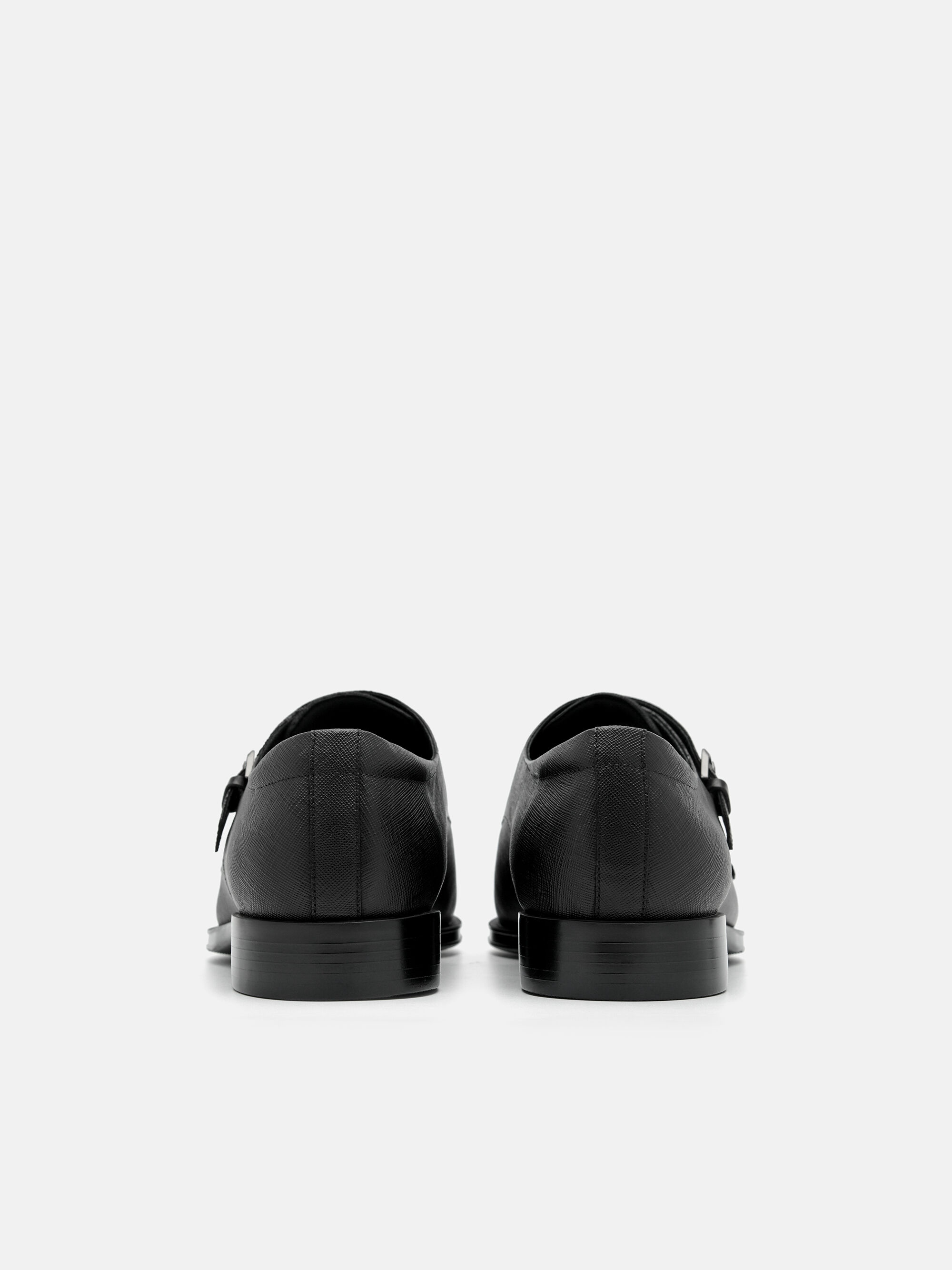 Black Saffiano Leather Double Monkstrap Shoes - PEDRO US