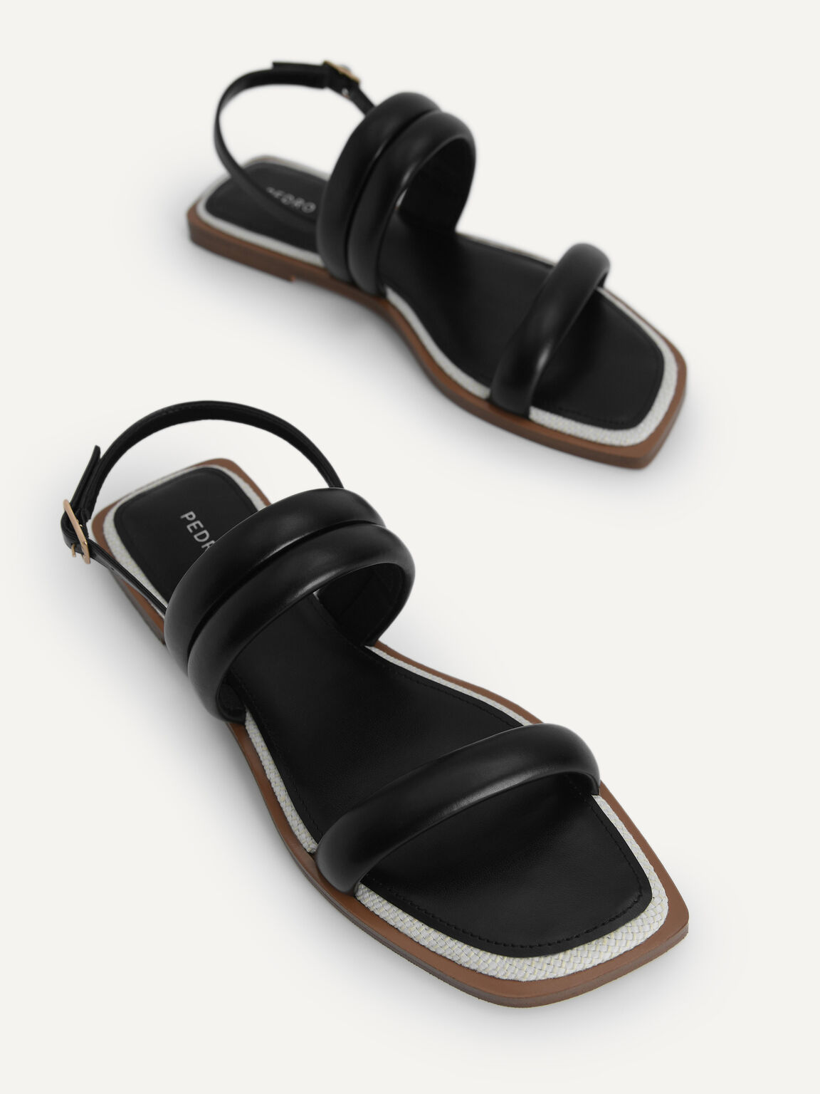 Double Strap Slingback Sandals, Black, hi-res