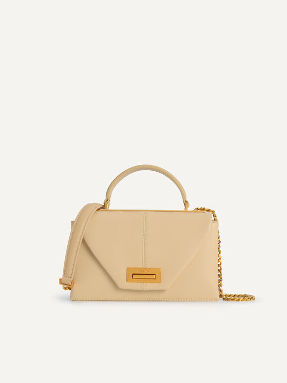 Mini Leather Top Handle Bag, Sand