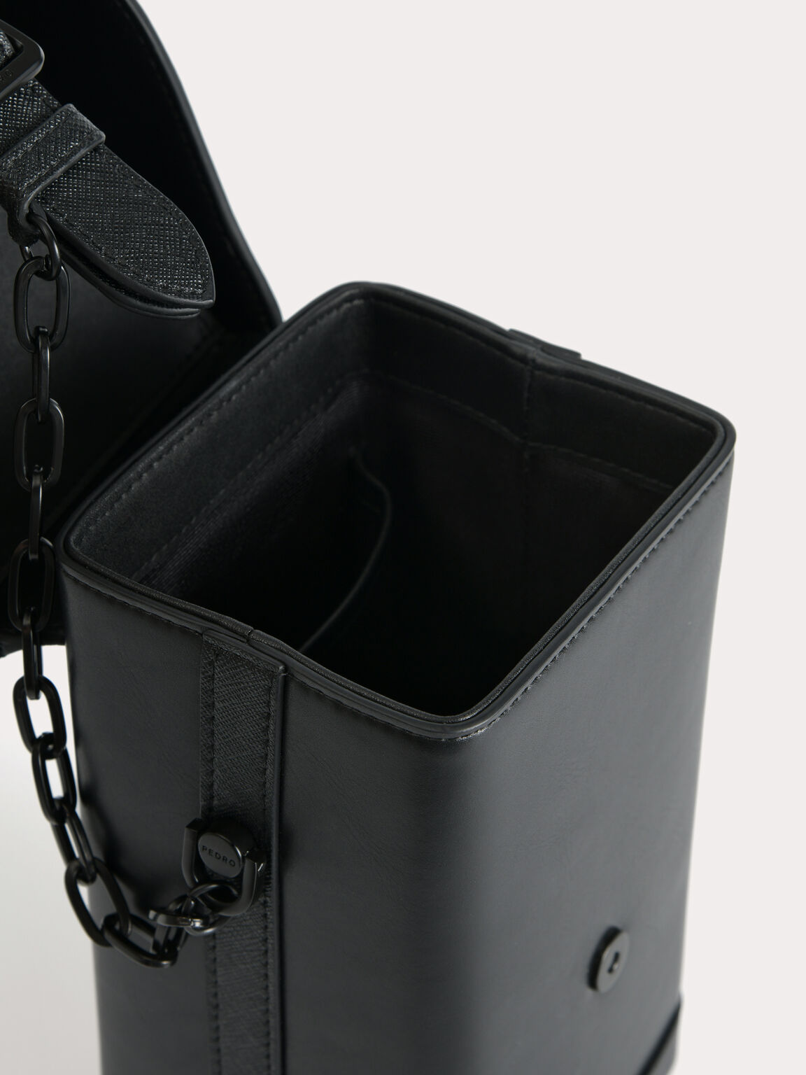 Boxy Chain Crossbody Bag, Black