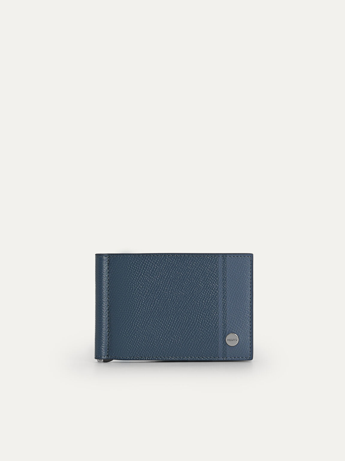Textured Leather Bi-Fold Wallet, Slate Blue