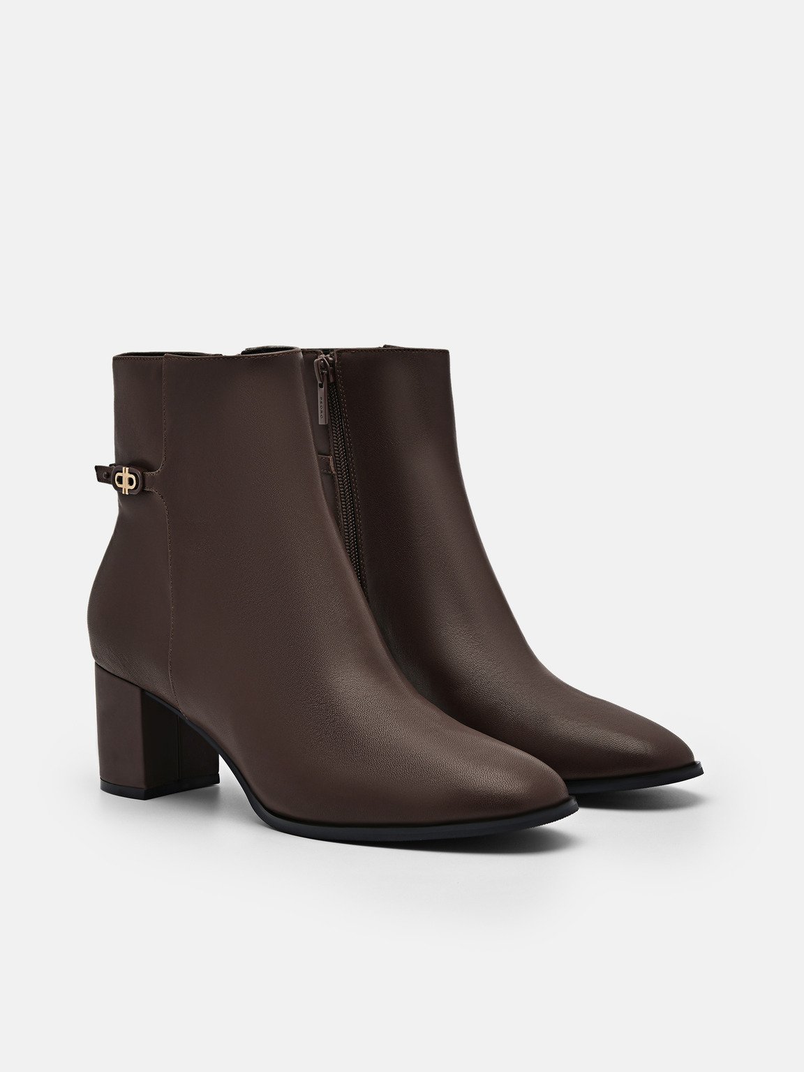 PEDRO Icon Leather Heel Boots, Dark Brown
