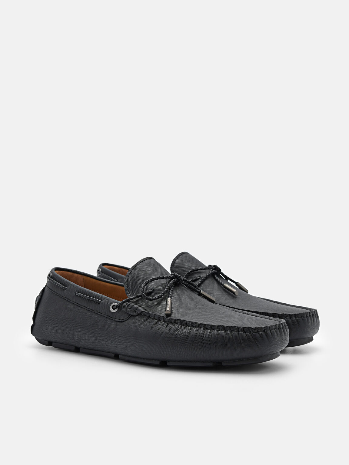 Leather Bow Moccasins, Black