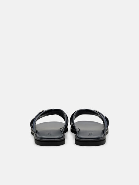 Cross Sandals, Navy Denim