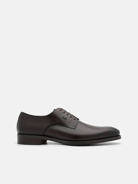 Burnished Leather Derby Shoes, Brown Burnish