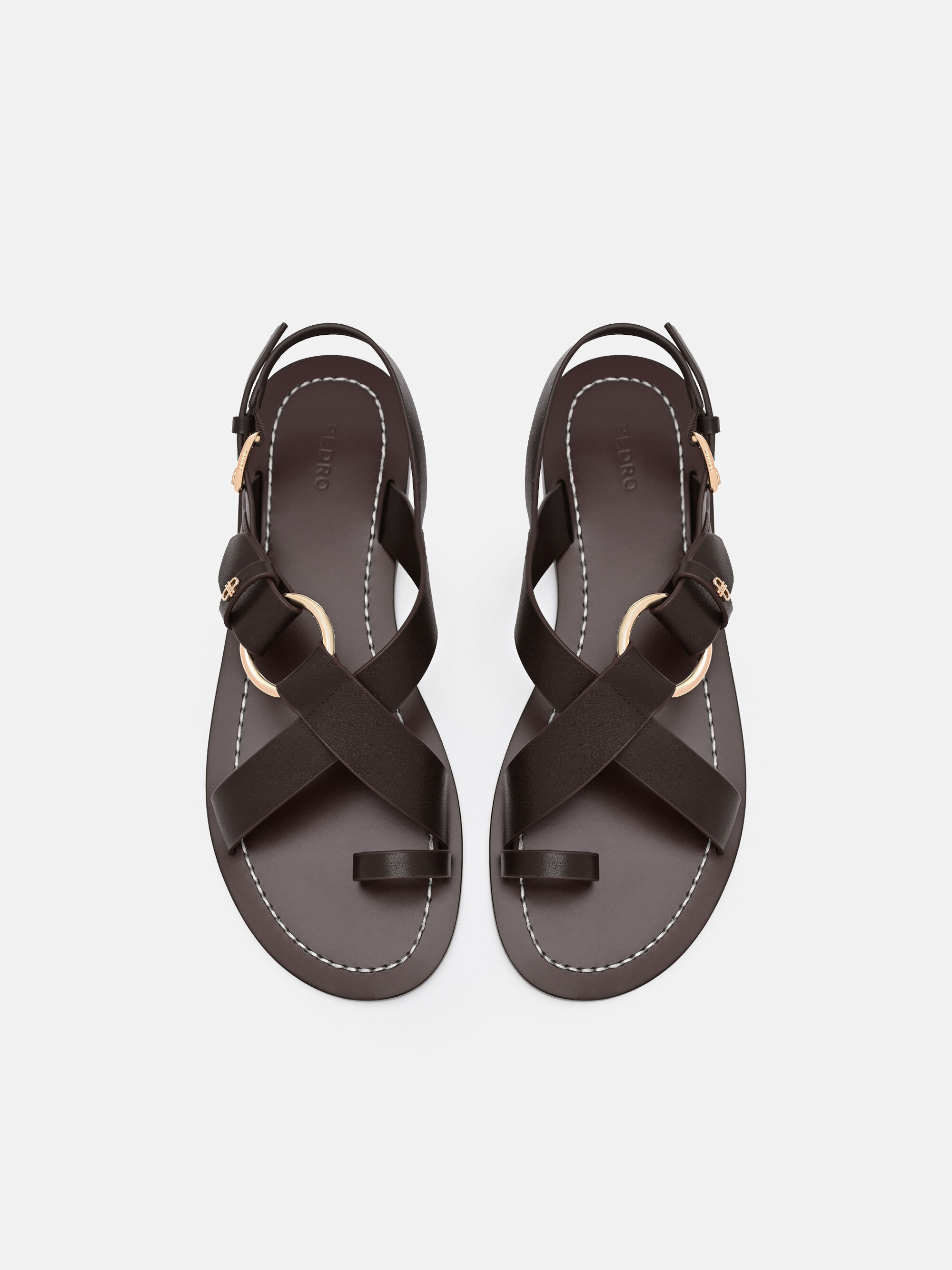 Dark Brown Roe Leather Backstrap Sandals - PEDRO US