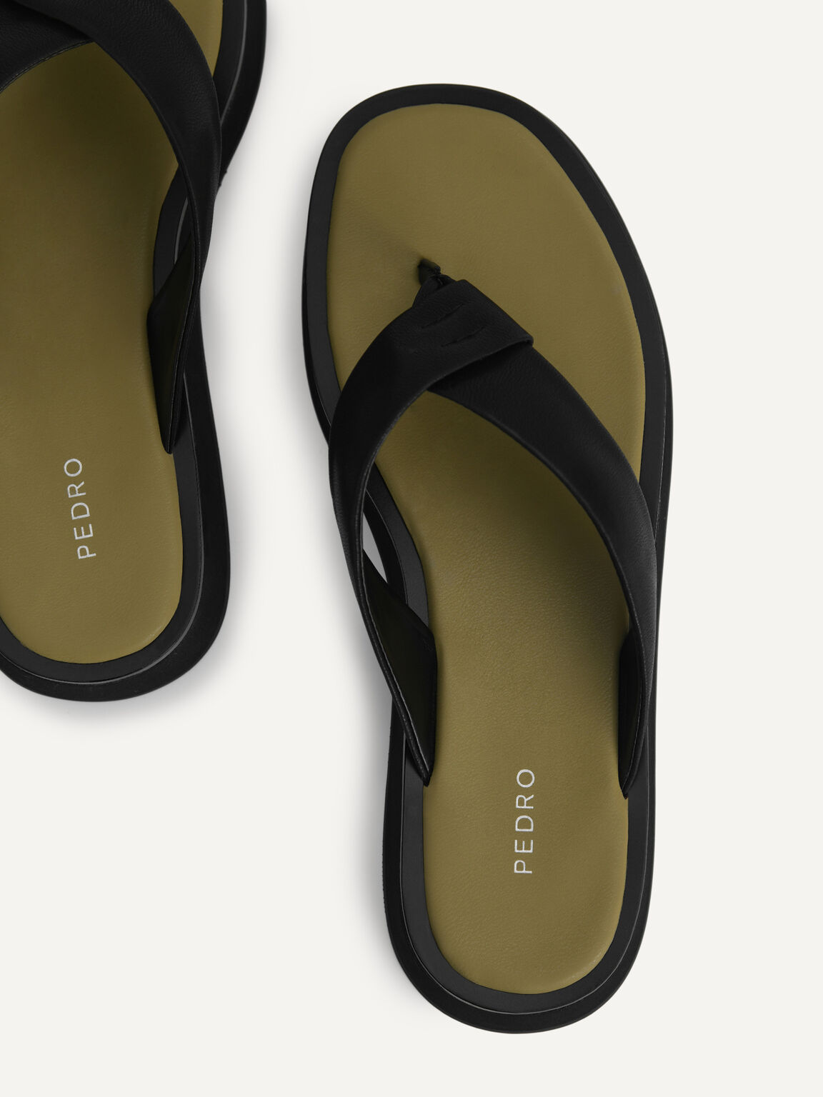 Thong Flatform Sandals, Black
