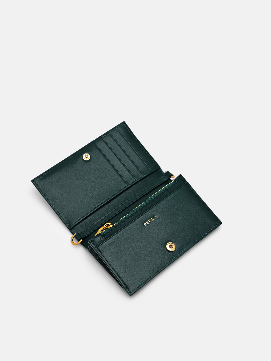 PEDRO Icon Leather Bi-Fold Wallet, Dark Green