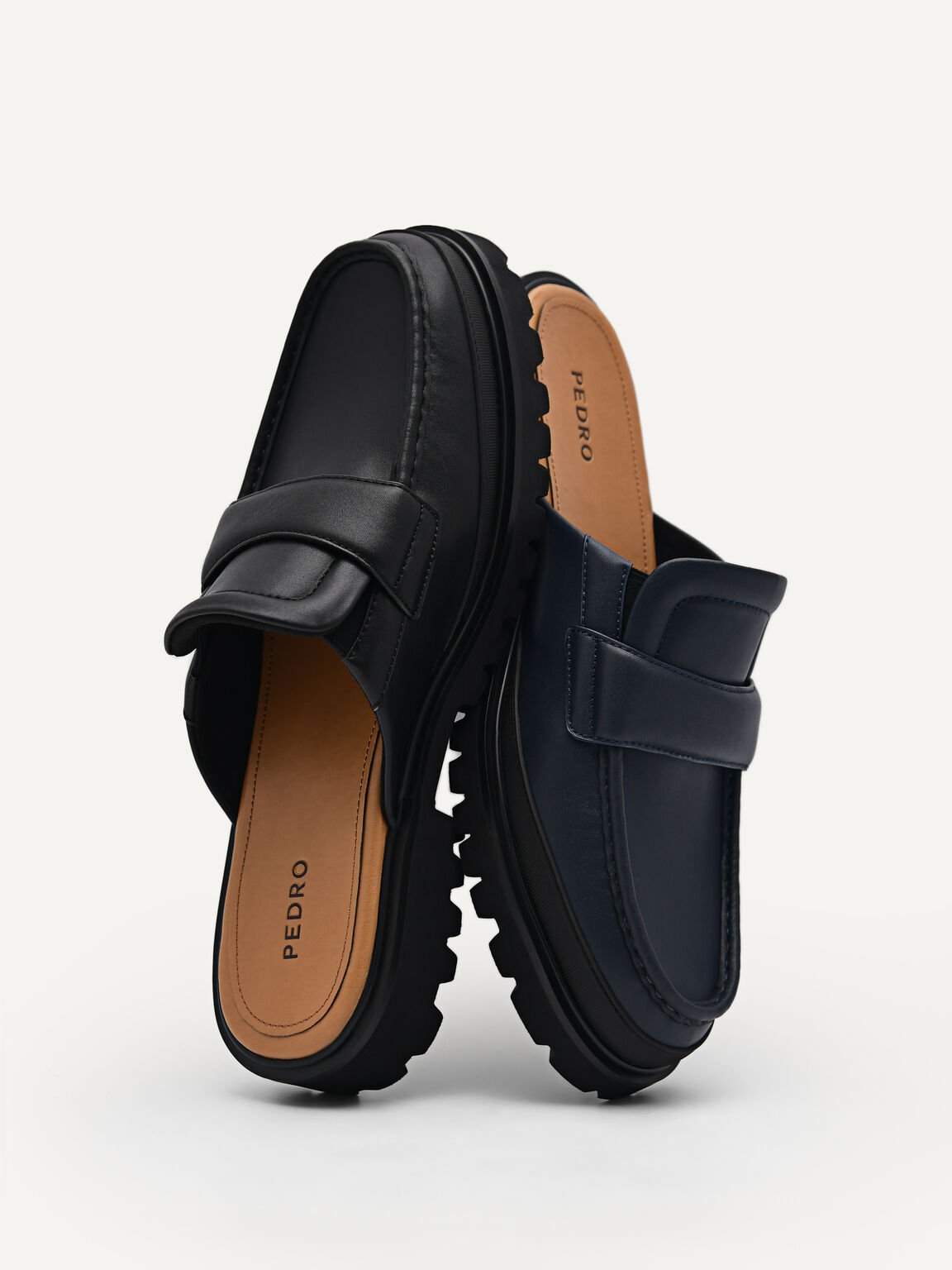厚鞋底一腳蹬樂福鞋, 黑色