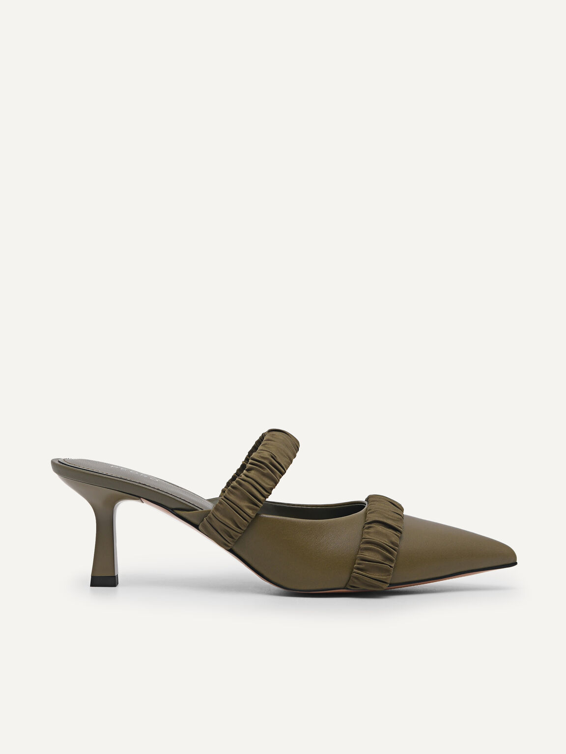 Leather Heel Mules, Military Green