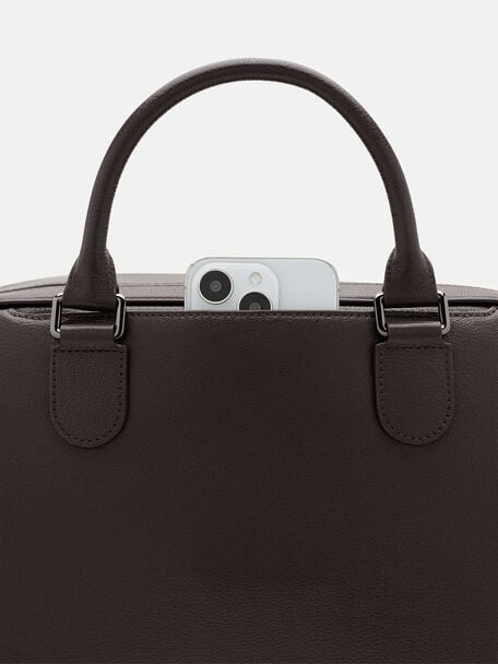 Tate Leather Duffel Bag, Espresso Brown Embossed