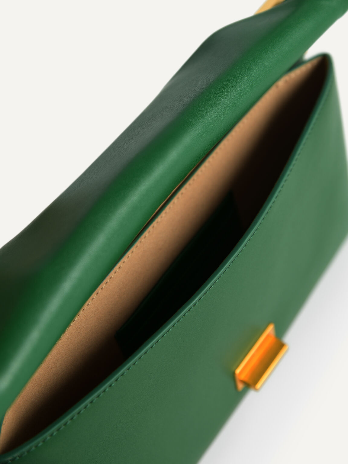 Envelope Leather Shoulder Bag, Green, hi-res