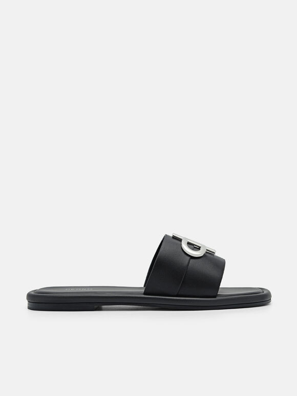 PEDRO Icon Leather Slide Sandals, Black