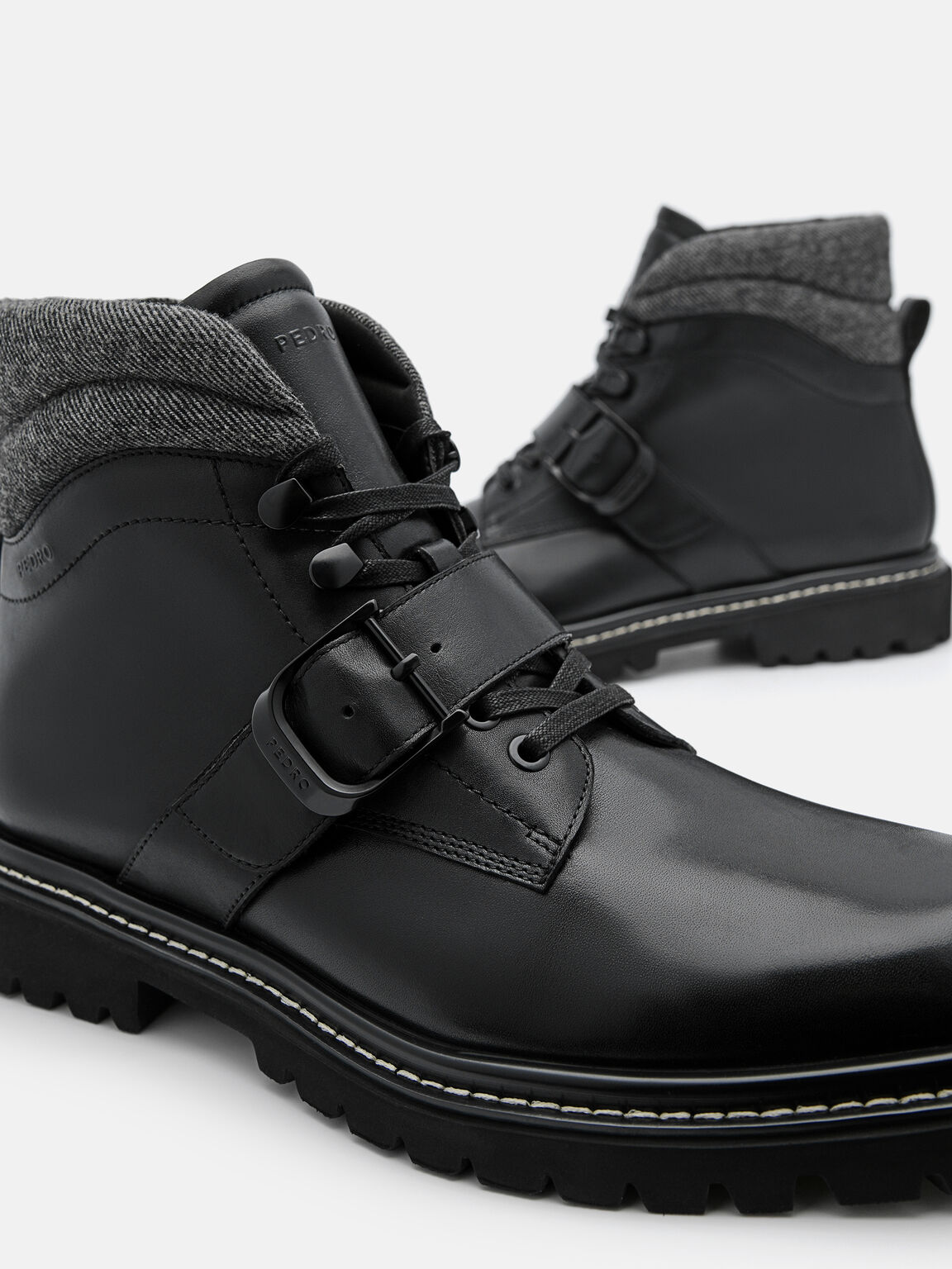 Helix Leather Boots, Black