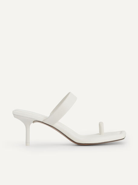 Strappy Toe Loop Heeled Sandals, Chalk