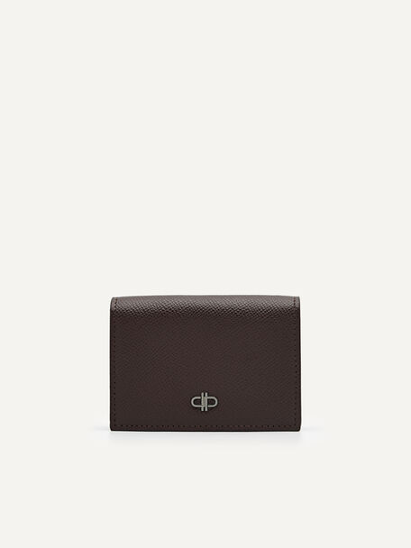 PEDRO Icon Embossed Leather Card Holder, Dark Brown