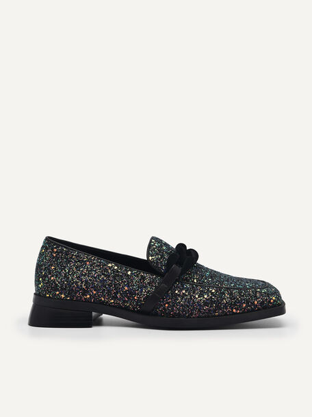 Lyra Glitter Loafers, Black