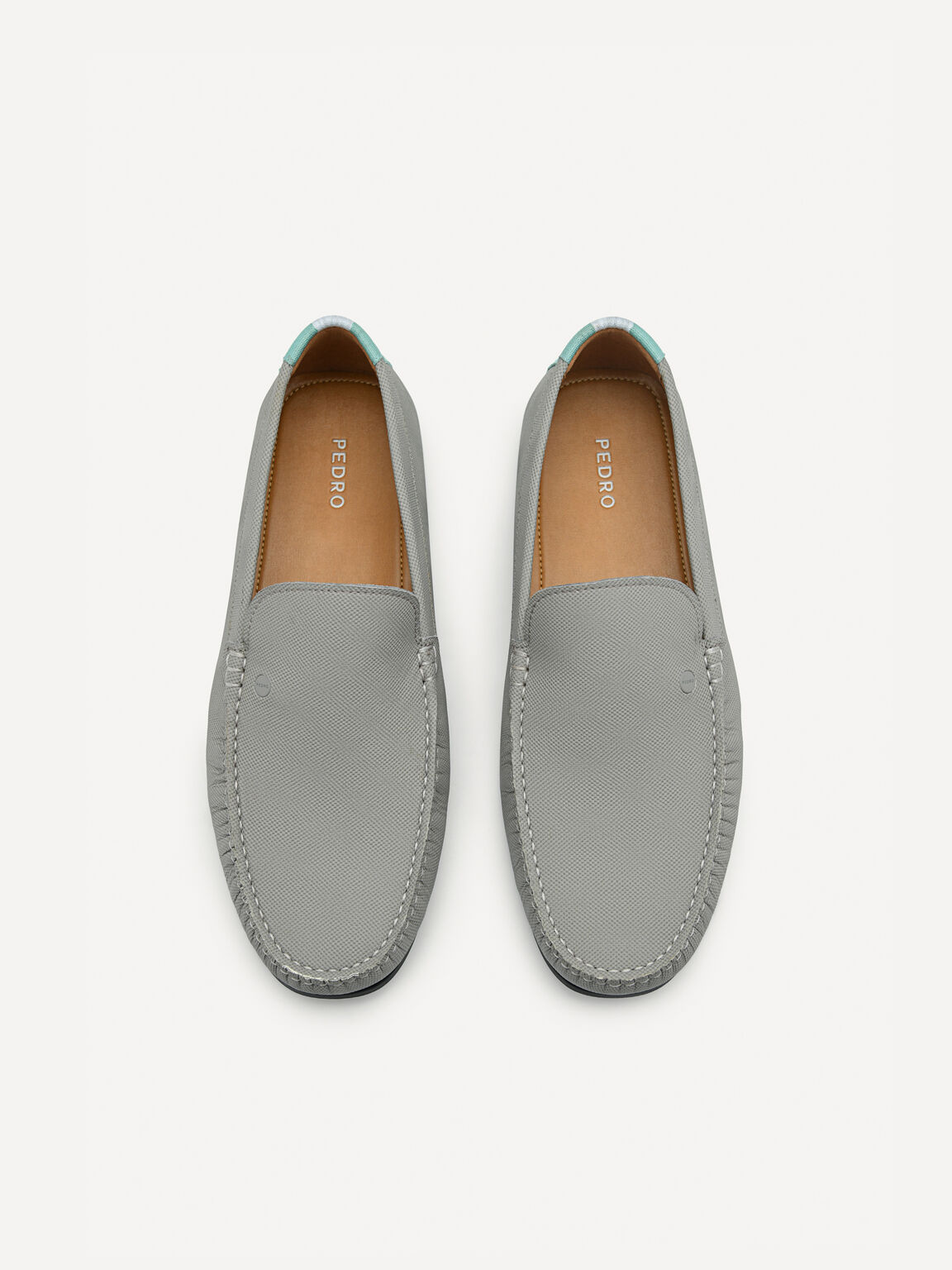 皮革織物一腳蹬樂福鞋, 灰色