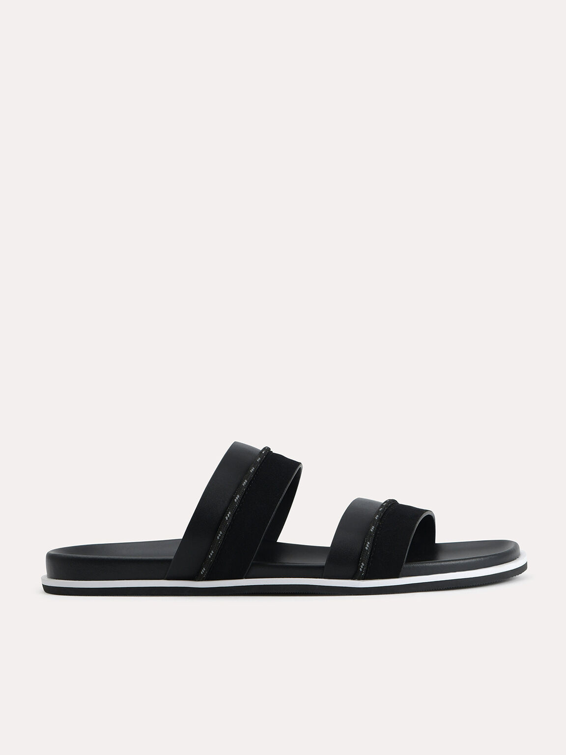 Double Strap Sandals, Black, hi-res