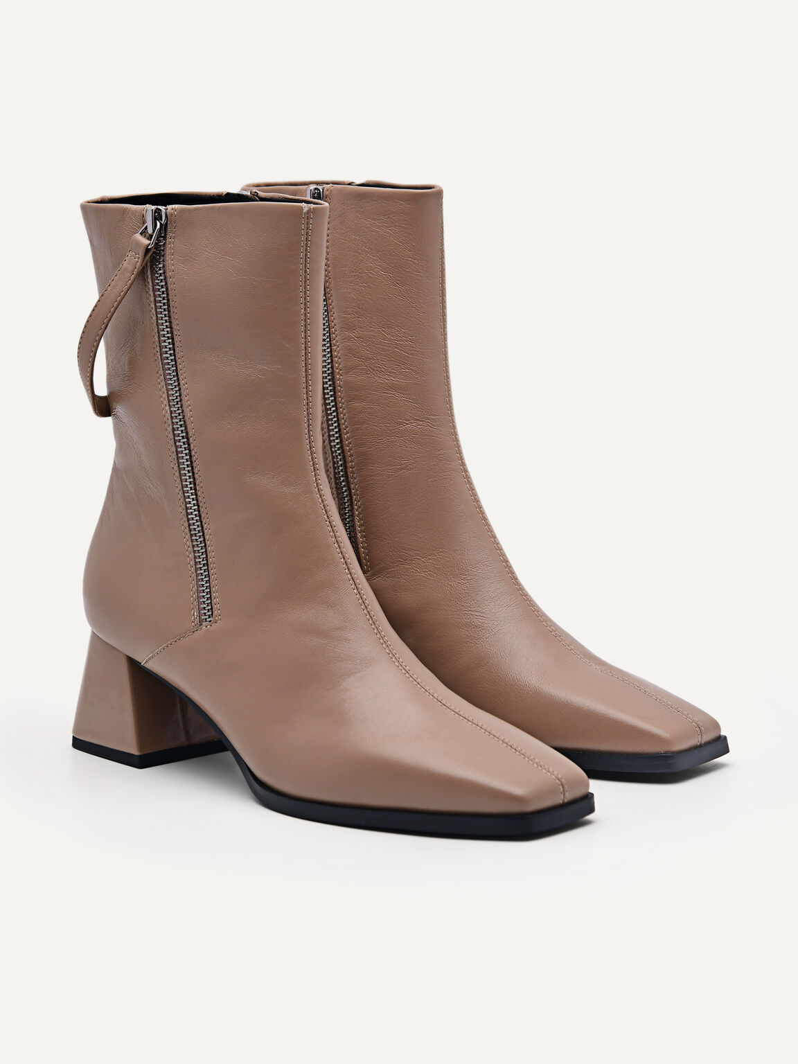 Leather Weimar Ankle Boots, Taupe
