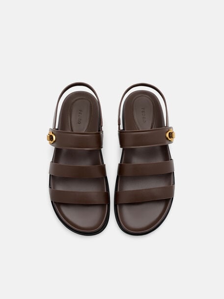 Sienna Leather Slingback Sandals, Dark Brown