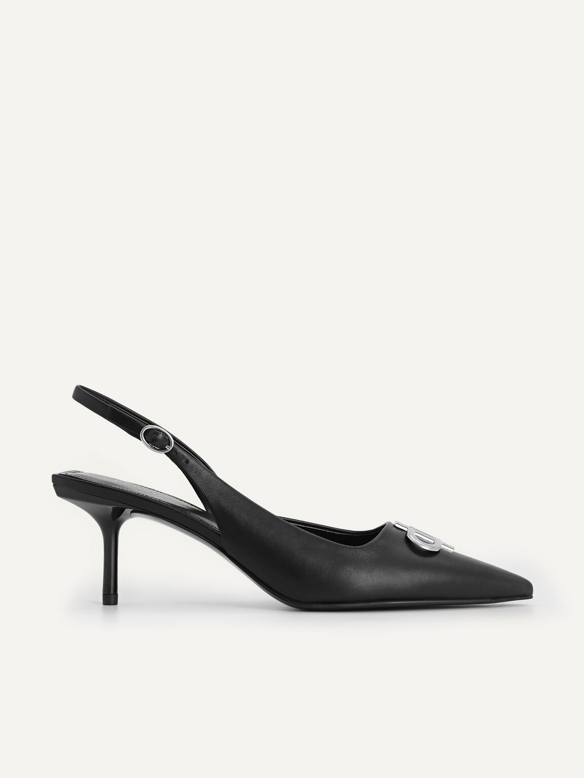 PEDRO Icon Leather Pointed Slingback Pumps, Black